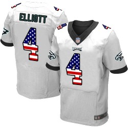 Elite Men's Jake Elliott White Road Jersey - #4 Football Philadelphia Eagles USA Flag Fashion