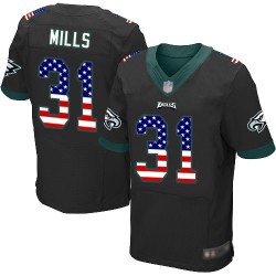 Elite Men's Jalen Mills Black Alternate Jersey - #31 Football Philadelphia Eagles USA Flag Fashion