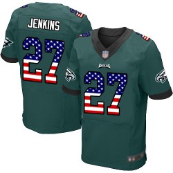 Elite Men's Malcolm Jenkins Midnight Green Home Jersey - #27 Football Philadelphia Eagles USA Flag Fashion