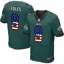 Elite Men's Nick Foles Midnight Green Home Jersey - #9 Football Philadelphia Eagles USA Flag Fashion
