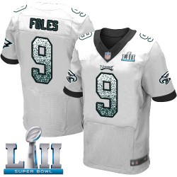 Elite Men's Nick Foles White Road Jersey - #9 Football Philadelphia Eagles Super Bowl LII Drift Fashion