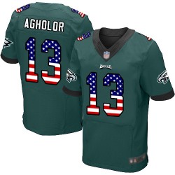 Elite Men's Nelson Agholor Midnight Green Home Jersey - #13 Football Philadelphia Eagles USA Flag Fashion