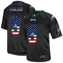 Elite Men's Nick Foles Black Jersey - #9 Football Philadelphia Eagles USA Flag Fashion