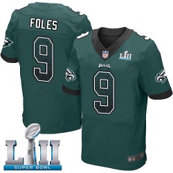 Elite Men's Nick Foles Midnight Green Home Jersey - #9 Football Philadelphia Eagles Super Bowl LII Drift Fashion