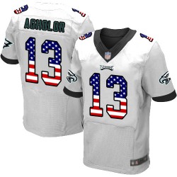 Elite Men's Nelson Agholor White Road Jersey - #13 Football Philadelphia Eagles USA Flag Fashion