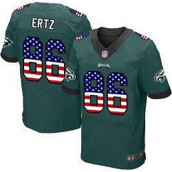 Elite Men's Zach Ertz Midnight Green Home Jersey - #86 Football Philadelphia Eagles USA Flag Fashion