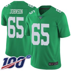 Limited Men's Lane Johnson Green Jersey - #65 Football Philadelphia Eagles 100th Season Rush Vapor Untouchable