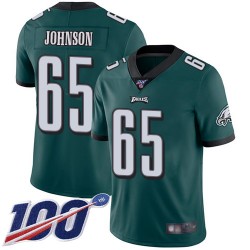 Limited Men's Lane Johnson Midnight Green Home Jersey - #65 Football Philadelphia Eagles 100th Season Vapor Untouchable