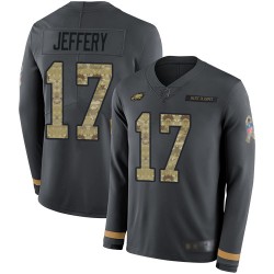Limited Men's Alshon Jeffery Black Jersey - #17 Football Philadelphia Eagles Salute to Service Therma Long Sleeve