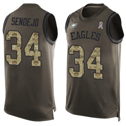 Limited Men's Andrew Sendejo Green Jersey - #34 Football Philadelphia Eagles Salute to Service Tank Top