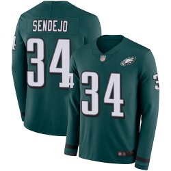 Limited Men's Andrew Sendejo Green Jersey - #34 Football Philadelphia Eagles Therma Long Sleeve