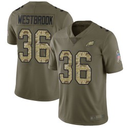 Limited Men's Brian Westbrook Olive/Camo Jersey - #36 Football Philadelphia Eagles 2017 Salute to Service