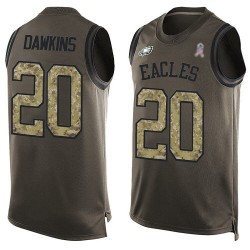 Limited Men's Brian Dawkins Green Jersey - #20 Football Philadelphia Eagles Salute to Service Tank Top