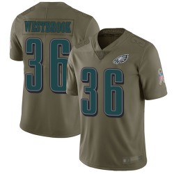Limited Men's Brian Westbrook Olive Jersey - #36 Football Philadelphia Eagles 2017 Salute to Service