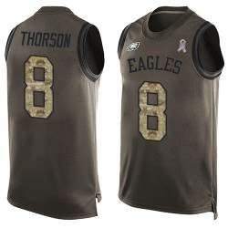 Limited Men's Clayton Thorson Green Jersey - #8 Football Philadelphia Eagles Salute to Service Tank Top