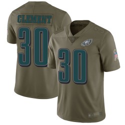 Limited Men's Corey Clement Olive Jersey - #30 Football Philadelphia Eagles 2017 Salute to Service