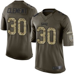 Limited Men's Corey Clement Green Jersey - #30 Football Philadelphia Eagles Salute to Service