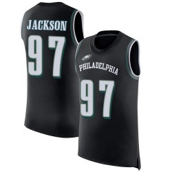 Limited Men's Malik Jackson Black Jersey - #97 Football Philadelphia Eagles Rush Player Name & Number Tank Top
