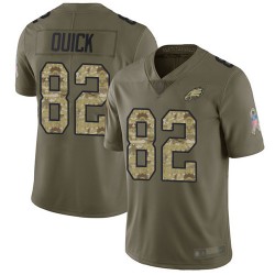 Limited Men's Mike Quick Olive/Camo Jersey - #82 Football Philadelphia Eagles 2017 Salute to Service