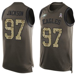 Limited Men's Malik Jackson Green Jersey - #97 Football Philadelphia Eagles Salute to Service Tank Top