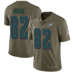 Limited Men's Mike Quick Olive Jersey - #82 Football Philadelphia Eagles 2017 Salute to Service
