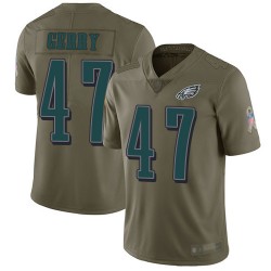 Limited Men's Nate Gerry Olive Jersey - #47 Football Philadelphia Eagles 2017 Salute to Service