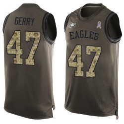 Limited Men's Nate Gerry Green Jersey - #47 Football Philadelphia Eagles Salute to Service Tank Top