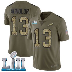 Limited Men's Nelson Agholor Olive/Camo Jersey - #13 Football Philadelphia Eagles Super Bowl LII 2017 Salute to Service