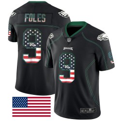 Limited Men's Nick Foles Black Jersey - #9 Football Philadelphia Eagles Rush USA Flag