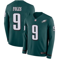 Limited Men's Nick Foles Green Jersey - #9 Football Philadelphia Eagles Therma Long Sleeve