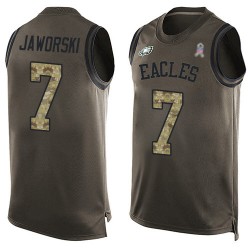 Limited Men's Ron Jaworski Green Jersey - #7 Football Philadelphia Eagles Salute to Service Tank Top