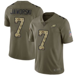Limited Men's Ron Jaworski Olive/Camo Jersey - #7 Football Philadelphia Eagles 2017 Salute to Service