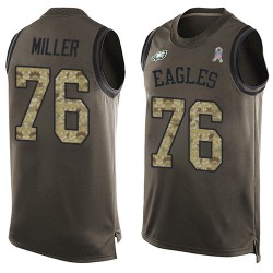 Limited Men's Shareef Miller Green Jersey - #76 Football Philadelphia Eagles Salute to Service Tank Top