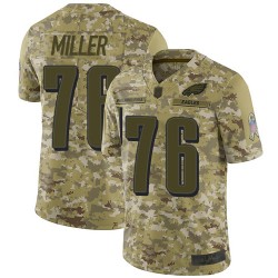 Limited Men's Shareef Miller Camo Jersey - #76 Football Philadelphia Eagles 2018 Salute to Service