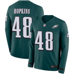 Limited Men's Wes Hopkins Green Jersey - #48 Football Philadelphia Eagles Therma Long Sleeve