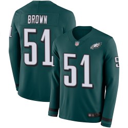 Limited Men's Zach Brown Green Jersey - #51 Football Philadelphia Eagles Therma Long Sleeve