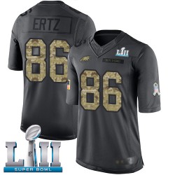 Limited Men's Zach Ertz Black Jersey - #86 Football Philadelphia Eagles Super Bowl LII 2016 Salute to Service
