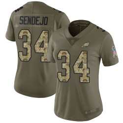 Limited Women's Andrew Sendejo Olive/Camo Jersey - #34 Football Philadelphia Eagles 2017 Salute to Service