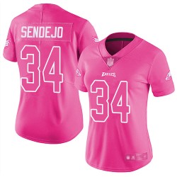 Limited Women's Andrew Sendejo Pink Jersey - #34 Football Philadelphia Eagles Rush Fashion