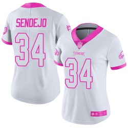 Limited Women's Andrew Sendejo White/Pink Jersey - #34 Football Philadelphia Eagles Rush Fashion