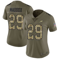 Limited Women's Avonte Maddox Olive/Camo Jersey - #29 Football Philadelphia Eagles 2017 Salute to Service