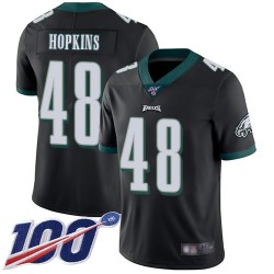Limited Men's Wes Hopkins Black Alternate Jersey - #48 Football Philadelphia Eagles 100th Season Vapor Untouchable