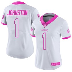 Limited Women's Cameron Johnston White/Pink Jersey - #1 Football Philadelphia Eagles Rush Fashion