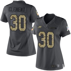 Limited Women's Corey Clement Black Jersey - #30 Football Philadelphia Eagles 2016 Salute to Service