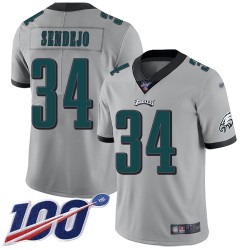 Limited Men's Andrew Sendejo Silver Jersey - #34 Football Philadelphia Eagles 100th Season Inverted Legend