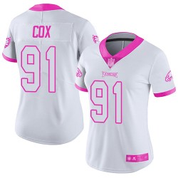 Limited Women's Fletcher Cox White/Pink Jersey - #91 Football Philadelphia Eagles Rush Fashion