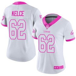Limited Women's Jason Kelce White/Pink Jersey - #62 Football Philadelphia Eagles Rush Fashion