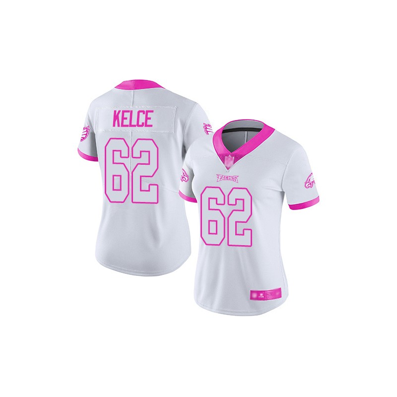 Limited Women's Jason Kelce White/Pink Jersey - #62 Football Philadelphia  Eagles Rush Fashion Size S