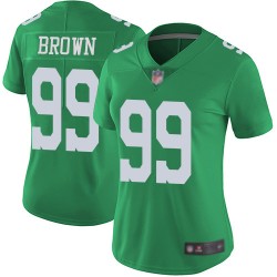 Limited Women's Jerome Brown Green Jersey - #99 Football Philadelphia Eagles Rush Vapor Untouchable