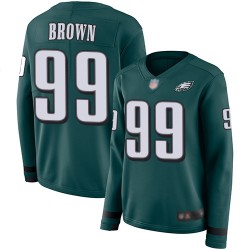 Limited Women's Jerome Brown Green Jersey - #99 Football Philadelphia Eagles Therma Long Sleeve